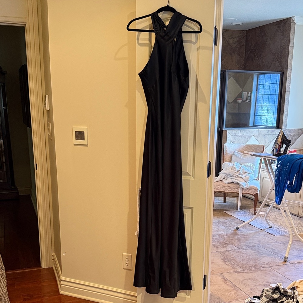 Dessy Collection Sleek Black Backless Dress